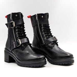 Charles David Black Combat & Moto Boots